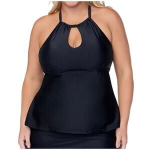 Raisins Plus Size Rosalie Keyhole Underwire High Neck Tankini Swim Top 14W